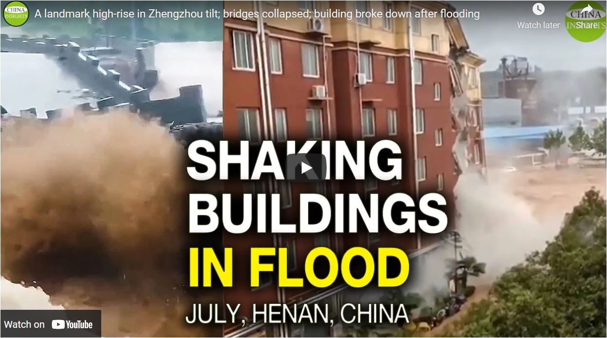 A landmark high-rise in Zhengzhou tilt; bridges collapsed; building ...